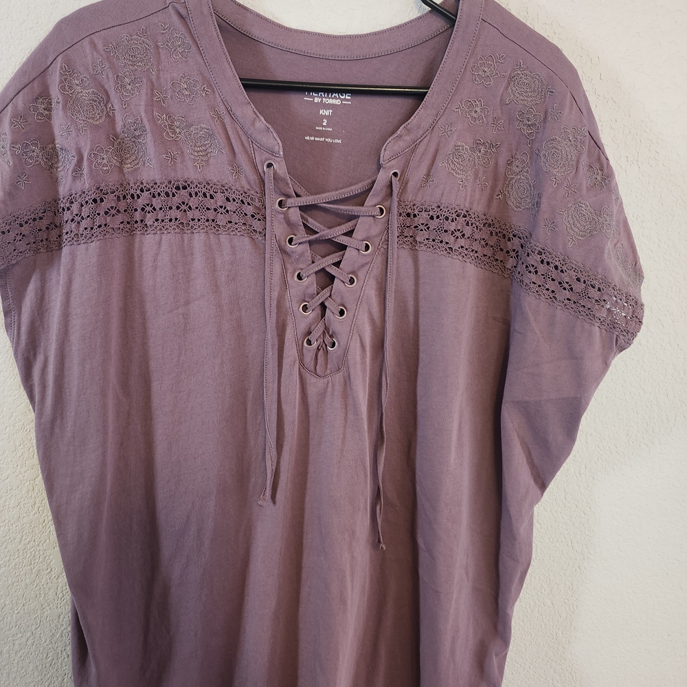 Lace-Up Mauve Top